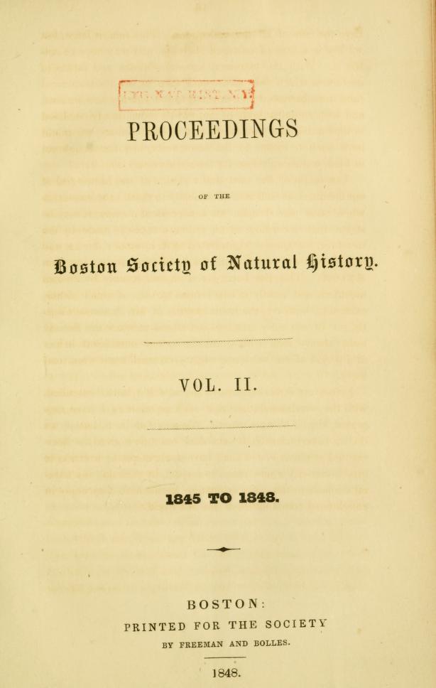 Media type: text; Gould 1846 Description: Proceedings of the Boston Society of Natural History, vol. 2;